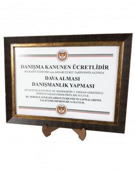 Avukat Danışma Ücreti Tabelası 25x35 cm 1 Adet